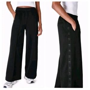Sweaty Betty Retro Tricot Wide Leg Pants Black Women's Size 6 Streetwear Sweats